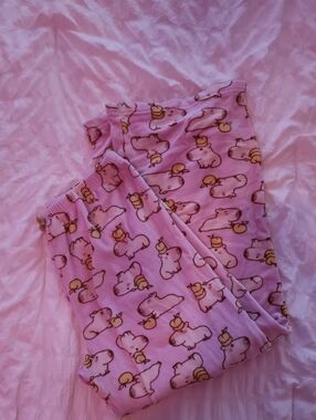 Pink Cartoon Capybara Sleep Pants